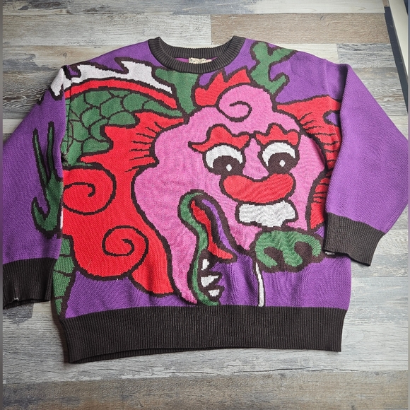 Nian Ye Other - Nian Yi Sweater Purple With Green And Red Dragon Size Medium